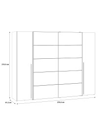 Armario modelo Rio  de 2,70x2,10 correderas y batientes con Lunas de espejo en blanco