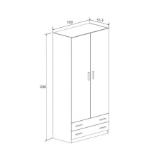 Armario modelo Rapid 2 Puertas 2 Cajones en color mauvella rallas
