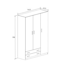 Armario Rapid 3 Puertas 2 Cajones  Mauvella rallas | Decornatur