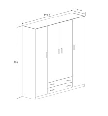 Armario Rapid 4 Puertas 2 Cajones Beig| Decornatur