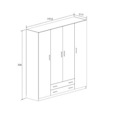 Armario Rapid 4 Puertas 2 Cajones  Mauvella rallas | Decornatur