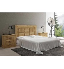 Dormitorio Rapid cabecero y dos mesitas en mauvella rayas