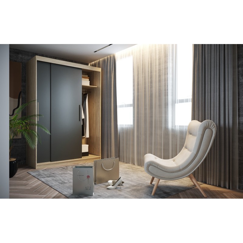 Armario Sara Corredera de 160 Roble/antracita Armario Sara Corredera de 160 Roble/antracita