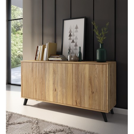 Aparador Solana moderno en madera rayada – Diseño y almacenaje