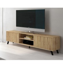 Mueble TV Solana moderno – Bajo para salón en madera rayada