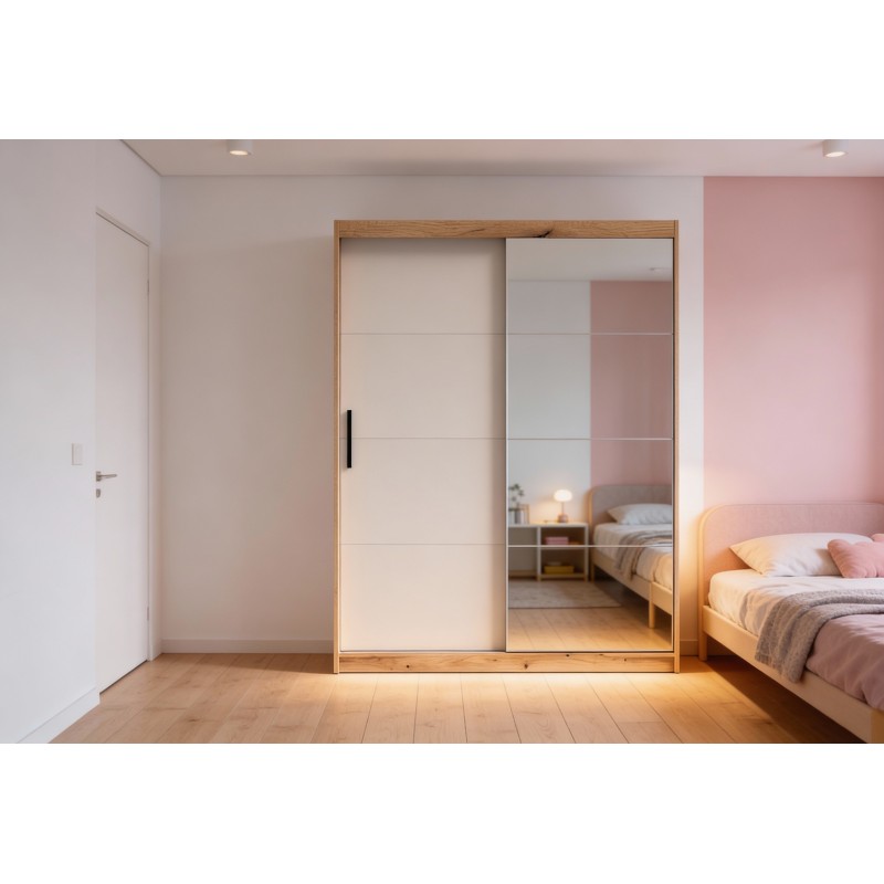 ARMARIO 2P. CORREDERA C/ESPEJO 150CM MOD. INOVA MAUVELLA-BEIG