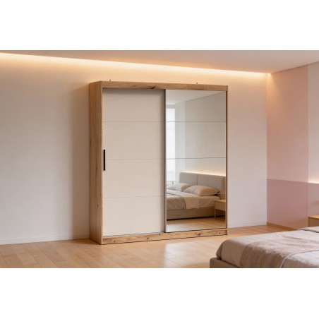 ARMARIO 2P. CORREDERA C/ESPEJO 200CM MOD. INOVA MAUVELLA-BEIG
