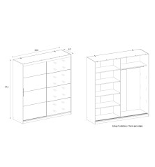 ARMARIO 2P. CORREDERA C/ESPEJO 200CM MOD. INOVA MAUVELLA-BEIG