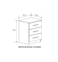 MESITA DE NOCHE 3 CAJONES MOD.AURA 2025 MAUVELLA