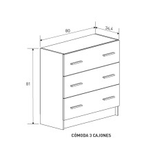COMODA 3 CAJONES MOD.AURA 2025 MAUVELLA