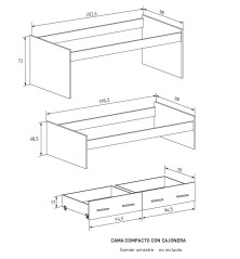 CAMA COMPACTO CON CAJONERA MOD AURA 2025 MAUVELLA