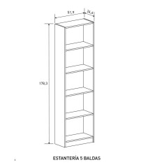 ESTANTERIA 5 BALDAS MOD. AURA 2025 MAUVELLA