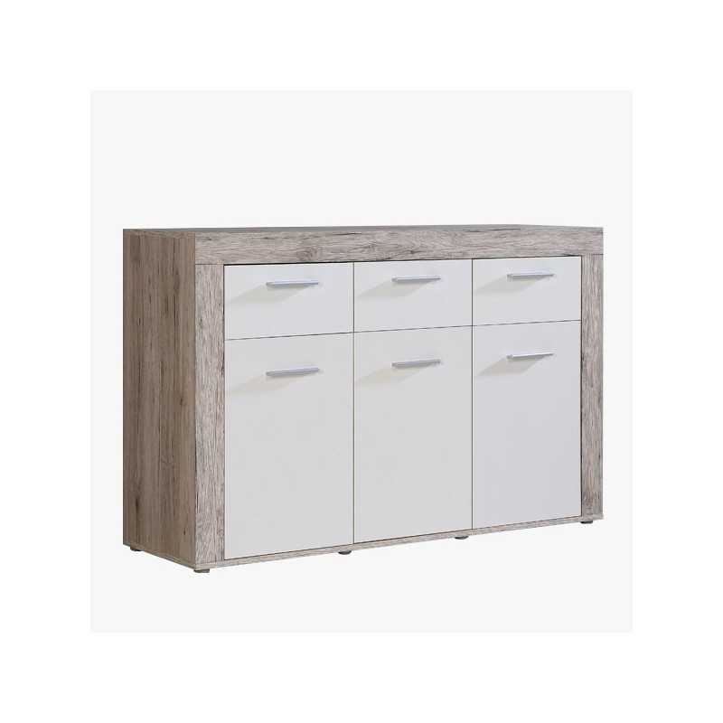 Mueble aparador de comedor TRAMA color roble y blanco mate 135x41 cm