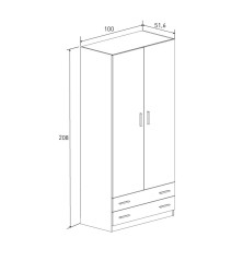 ARMARIO 2PTAS. 2CAJONES GRANDES MOD. ELBA MAUVELLA-BEIG
