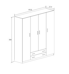 ARMARIO 4PTAS. 2C MOD. ELBA MAUVELLA-BEIG