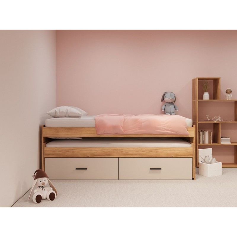 CAMA COMPACTA+C.NIDO RUEDAS MOD. ELBA MAUVELLA-BEIG