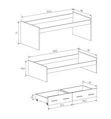 CAMA COMPACTA+C.NIDO RUEDAS MOD. ELBA MAUVELLA-BEIG