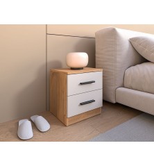 MESITA DE NOCHE 2 CAJONES MOD. ELBA MAUVELLA-BEIG