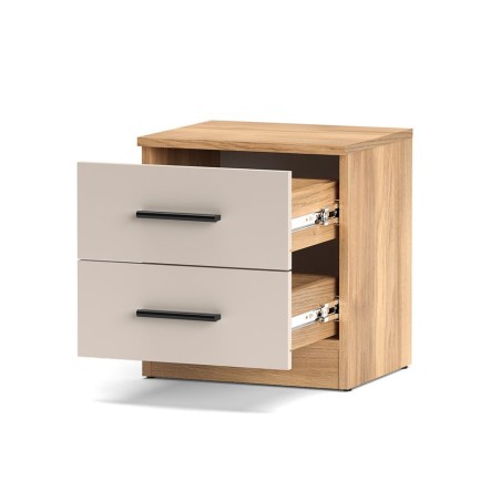 MESITA DE NOCHE 2 CAJONES MOD. ELBA MAUVELLA-BEIG