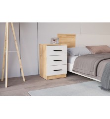 MESITA DE NOCHE 3 CAJONES MOD. ELBA MAUVELLA-BEIG
