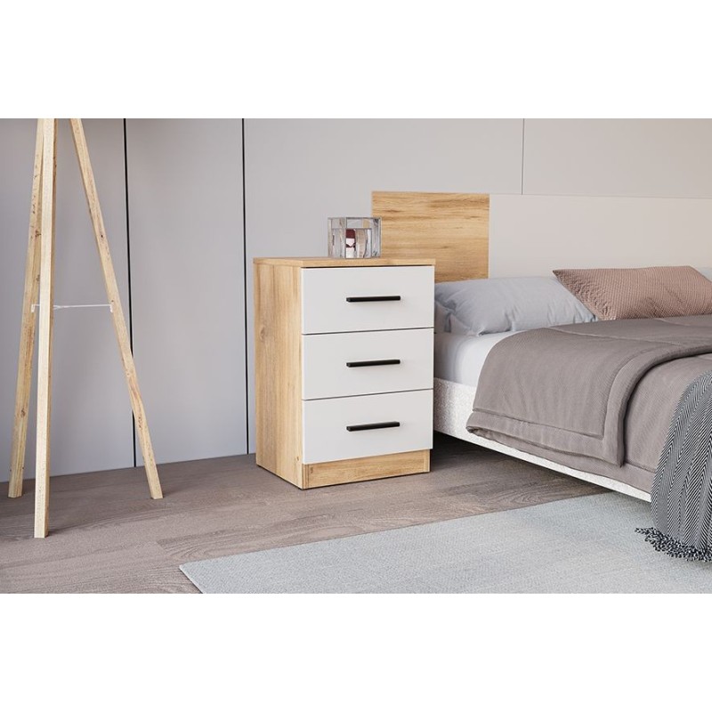 MESITA DE NOCHE 3 CAJONES MOD. ELBA MAUVELLA-BEIG