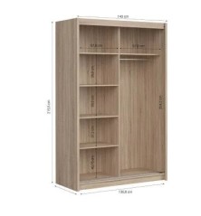 Armario de correderas modelo Kario  de 140cm  en Oak Sonoma