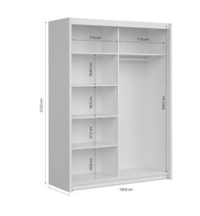 Armario de correderas modelo Kario de 160cm en Blanco