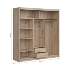 Armario de correderas modelo Kario de 200 cm en Oak Sonoma