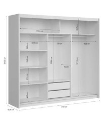 Armario de correderas modelo Kario de 240 cm en Blanco
