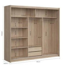 Armario de correderas modelo Kario de 240 cm en Oak Sonoma