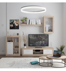 Mueble de Salón Comedor Barcelona  Color Roble Sonoma y blanco