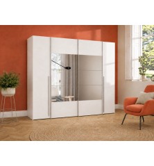 Armario modelo Rio  de 2,70x2,10 correderas y batientes con Lunas de espejo en blanco