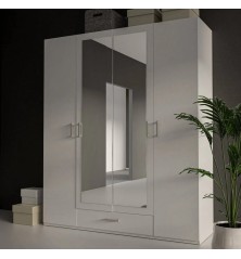 Armario W17 4 ptas. 1 cajón espejo Blanco