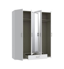 Armario W17 4 ptas. 1 cajón espejo Blanco