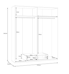 Armario W17 4 ptas. 1 cajón espejo Blanco