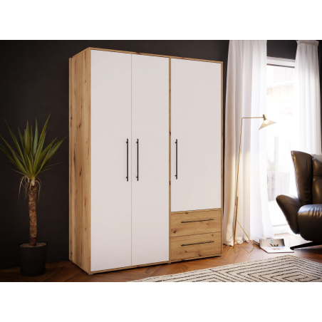 Armario W19 3 ptas 2 cajones artisan blanco