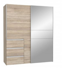 Armario Tokio 170x201 Roble con Espejo | Correderas + Cajonera