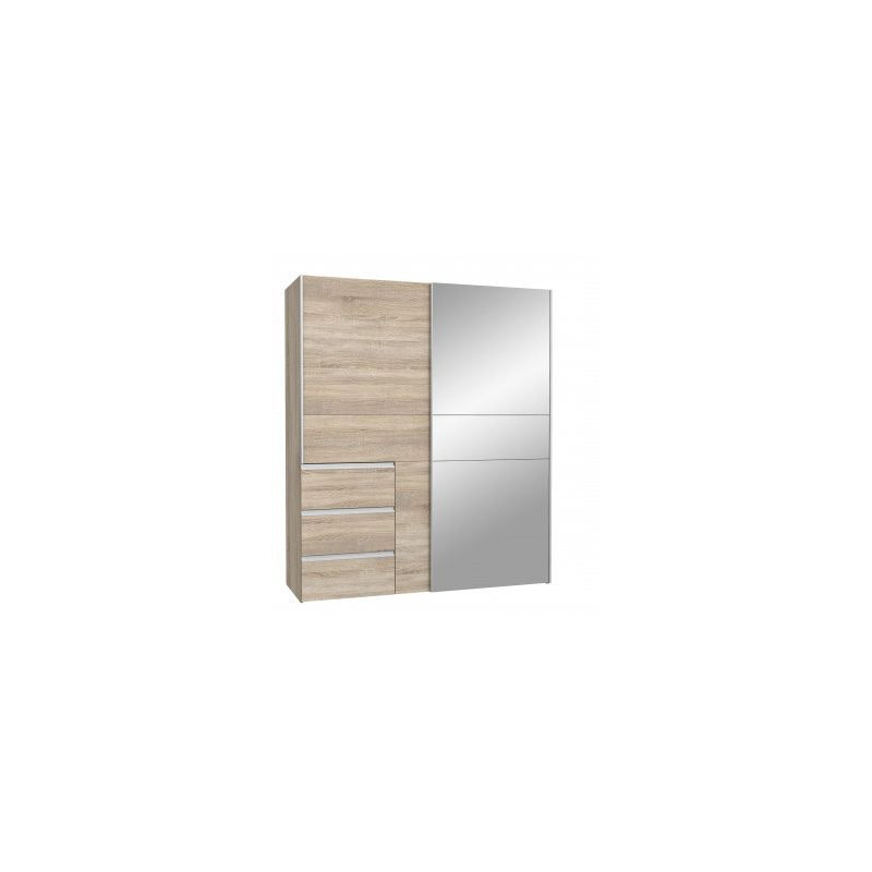 Armario Tokio 170x201 Puertas Correderas Roble con Espejo y Cajonera | Diseño Minimalista