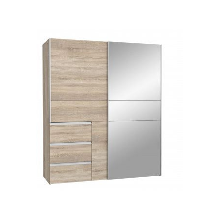 Armario Tokio 170x201 Roble con Espejo | Correderas + Cajonera