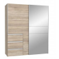 Armario Tokio 170x201 Puertas Correderas Roble con Espejo y Cajonera | Diseño Minimalista