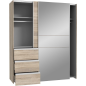 Armario Tokio 170x201 Puertas Correderas Roble con Espejo y Cajonera | Diseño Minimalista