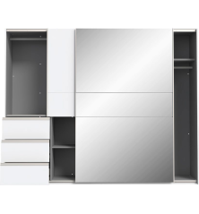 Armario Tokio 250x201 Blanco con Espejo | Correderas + Cajonera | Máxima Capacidad