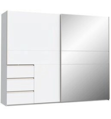 Armario Tokio 250x201 Puertas Correderas Blanco con Espejo y Cajonera | Máxima Capacidad