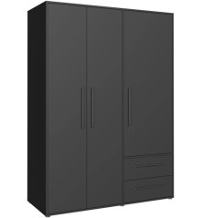 Armario W19 3 ptas. 2 cajones  negro mate