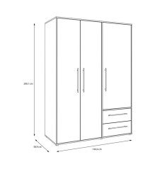 Armario W19 3 ptas 2 cajones  blanco