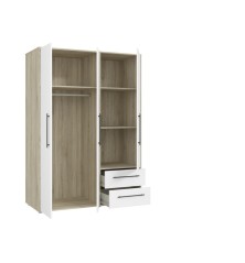 Armario W19 3 ptas. 2 cajones roble y blanco