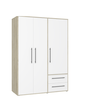 Armario W19 3 ptas. 2 cajones roble y blanco