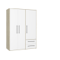 Armario W19 3 ptas. 2 cajones roble y blanco