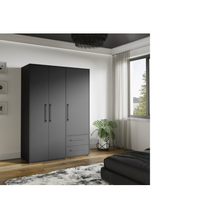 Armario W19 3 ptas. 2 cajones negro mate