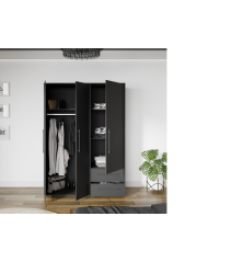 Armario W19 3 ptas. 2 cajones negro mate